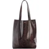 Chloé Spin Small Tote Bag In Python-effect Leather In Sooty Brown