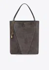 Chloé Large Spin Suede Tote Bag In Gray