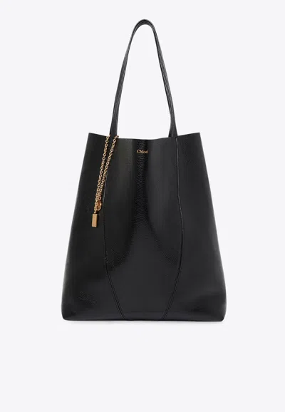 Chloé Large Spin Tote Bag In Black