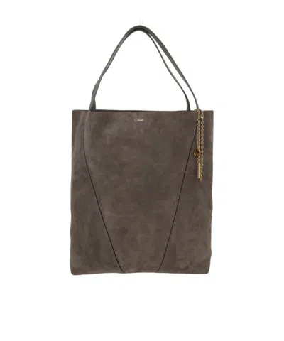 Chloé Large Spin Tote Bag In Brown