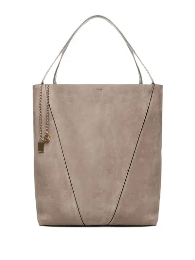 Chloé Large Spin Tote Bag In Gray