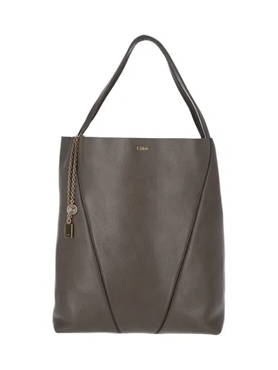 Chloé Large Tote Bag Spin In Gray