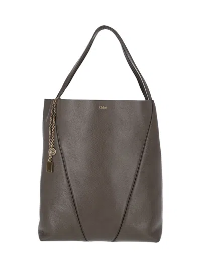 Chloé Large Tote Bag "spin" In Gray