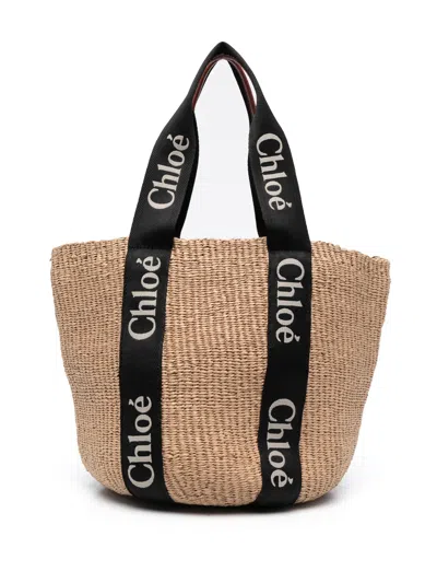 Chloé Large Woody Basket In Brown