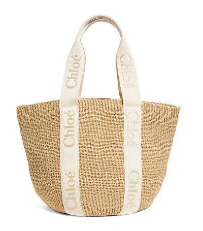 Chloé Large Woody Basket Bag In Beige