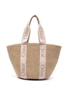 Chloé Large Woody Basket Bag In Natural Fibers