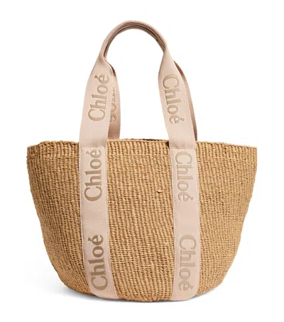 Chloé Large Woody Basket Bag In Nude