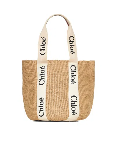 Chloé Large Woody Basket Bag In White
