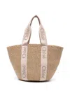 Chloé Large Woody Basket Bag In Natural Fibers