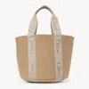 Chloé Large Woody Basket In Natural Fibres Green Size Onesize 100% Paper In Green