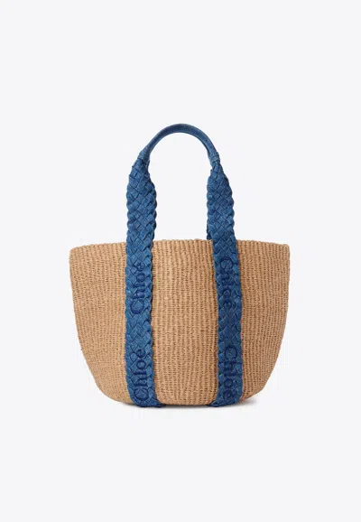 Chloé Large Woody Basket Tote Bag In Natural