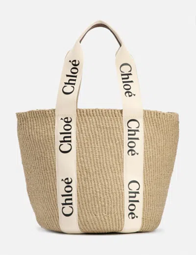 Chloé Woody Large Basket Bag In White