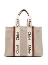 Chloé Chloe Women Two-tone Canvas Large Woody Shopping Bag In Neutral