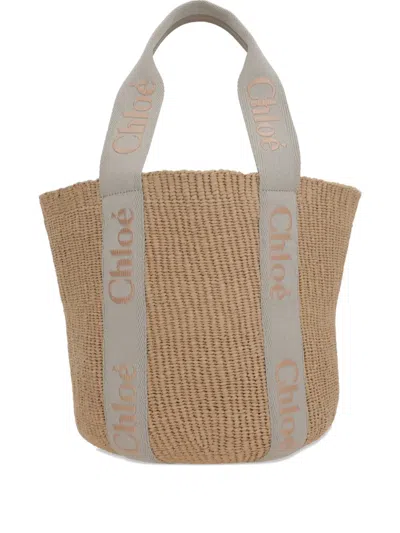 Chloé Large Woody Tote Bag In 中性色