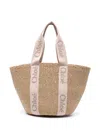 Chloé Large Woody Basket Bag In Natural Fibers