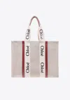 Chloé Large Woody Tote Bag In Beige