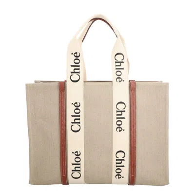 Chloé Large Woody Tote Bag Brown In Neutral