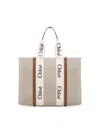 Chloé Large Woody Tote Bag In White - Brown 1