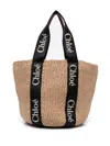 Chloé Large Woody Handbag In Nude & Neutrals