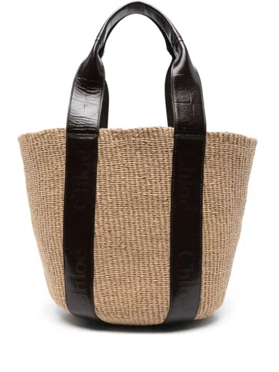 Chloé Large Woody Tote Bag In Brown