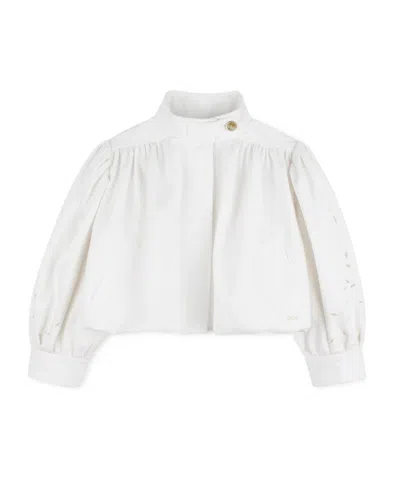 Chloé Laser-cut Cotton Jacket In White