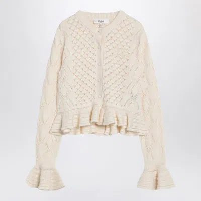 Chloé Latte-colored Crochet Cardigan In Blend In Neutral