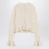 Chloé Latte-colored Crochet Cardigan In Cotton Blend