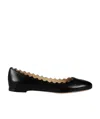 Chloé Lauren Scalloped Patent-leather Ballet Flats In Black