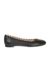Chloé Lauren Scalloped Patent-leather Ballet Flats In Black