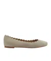 Chloé Scalloped Suede Ballet Flats In Nude