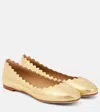 Chloé Woman Ballet Flats Gold Size 7 Leather In Gold