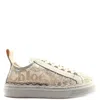 Chloé Lauren Scalloped Leather-trimmed Lace High-top Sneakers In Beige