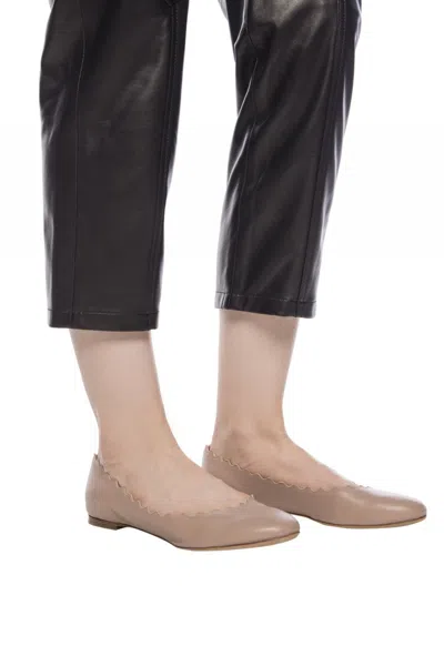 Chloé 'lauren' Leather Ballet Flats In Beige