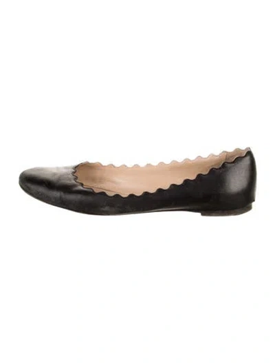 Pre-owned Chloé Lauren Leather Ballet Flats In Black