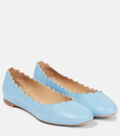 Chloé Blue Lauren Ballerina Flats In 40q Airy Blue