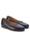 Chloé Scalloped Ballerina Leather Shoes In Blue