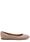 Chloé Chloe Lauren Scalloped Leather Ballerina Flat In Nude
