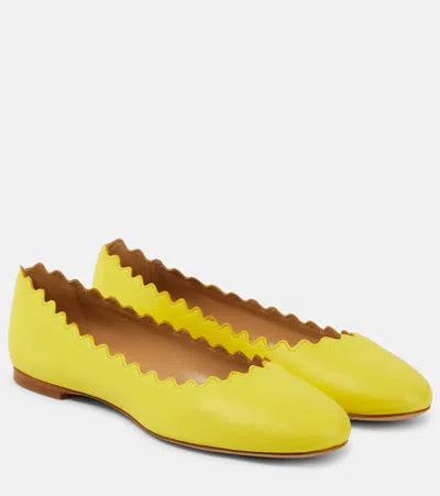 Chloé Lauren Leather Ballet Flats In Yellow