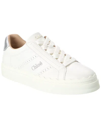 Chloé Lace-up Leather Sneakers In White