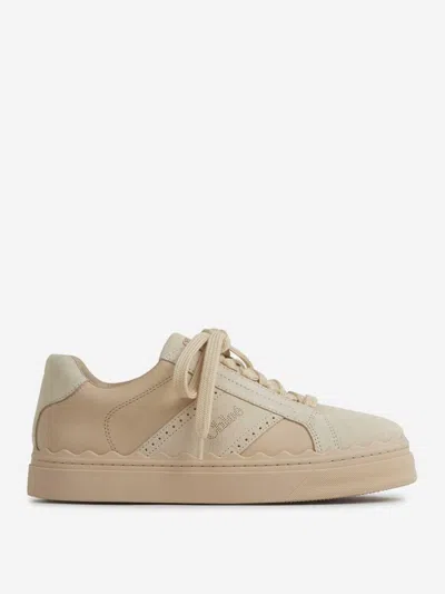 Chloé Lauren Leather Sneakers In Beige