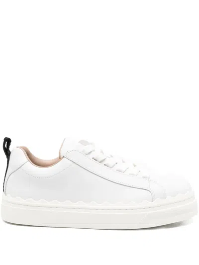Pre-owned Chloé Lauren Leather Sneakers In White