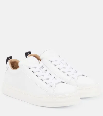 Chloé Lauren Leather Sneakers In White