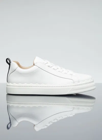 Chloé Lauren Leather Sneakers In White