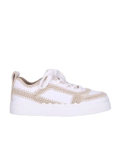 Chloé Lauren Leather Sneakers In White