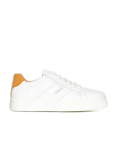 Chloé Lauren Leather Sneakers In White