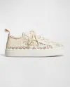 Chloé Lauren Logo Lace Low-top Sneakers In Beige