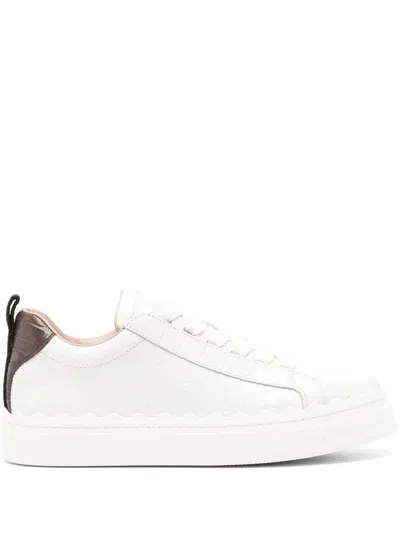 Chloé Lauren Logo Pull-tab Sneakers In White