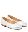 Chloé Metallic Leather Ballet Flats In Silver