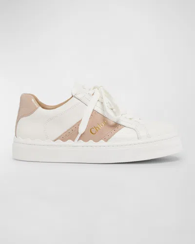 Chloé Lauren Mixed Leather Low-top Sneakers In Light Nude