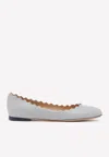 Chloé Lauren Nappa Leather Ballet Flats In Gray